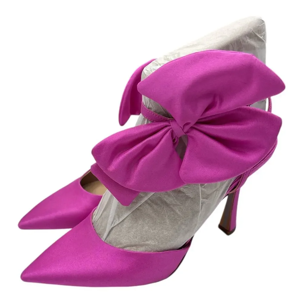 Sam Edelman Halie Dahlia Pink Satin Bow Heels Womens Size 7